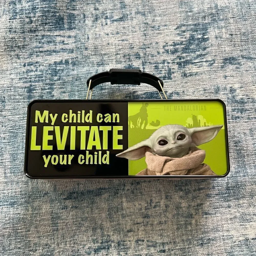 New! Star Wars My Child Can Levitate Your Child Baby Yoda Tin Pencil Box